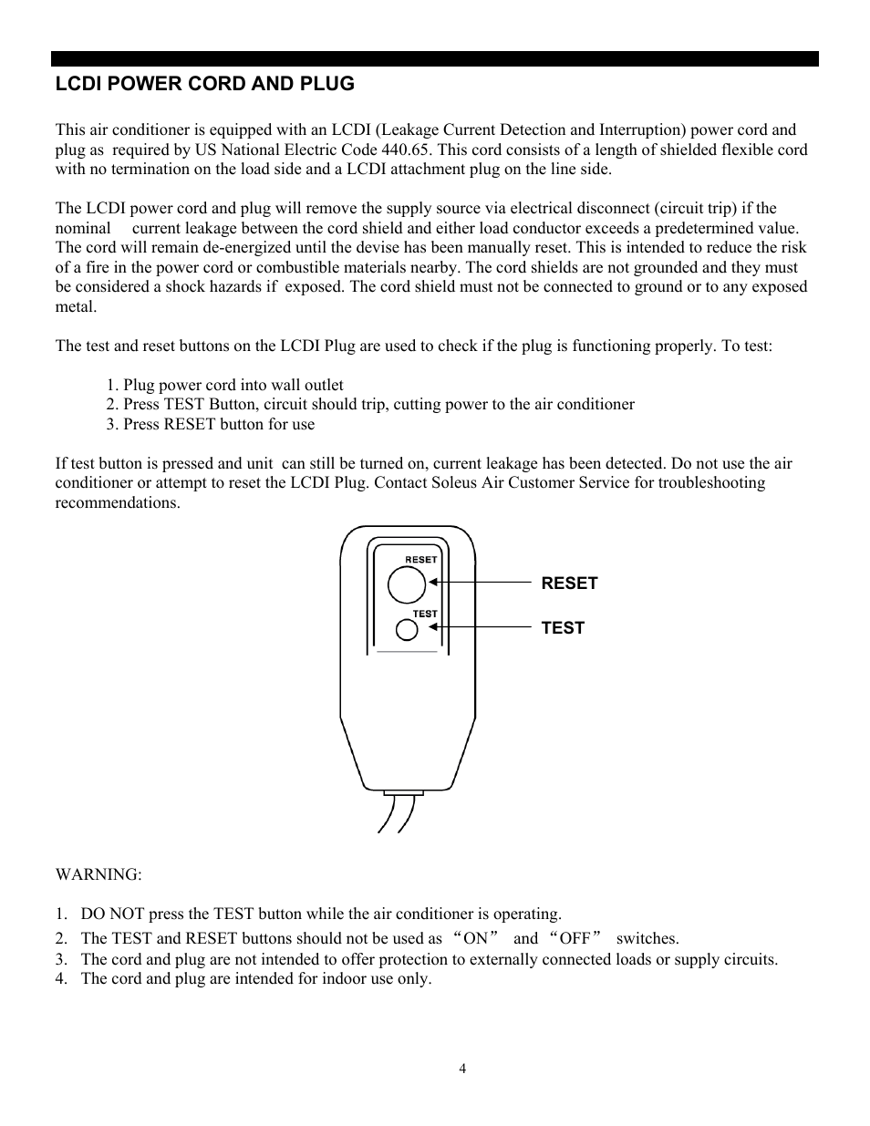 Lcdi power cord and plug | SoleusAir PH3-12R-03 User Manual | Page 4 / 16