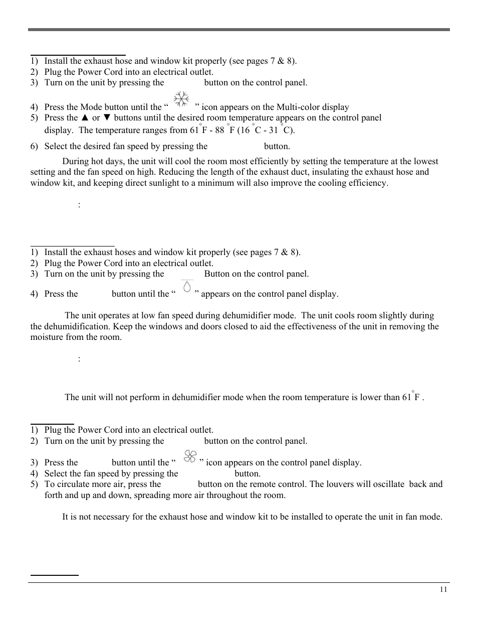 Operating the unit using the control panel | SoleusAir PE2-10R-32 User Manual | Page 11 / 16