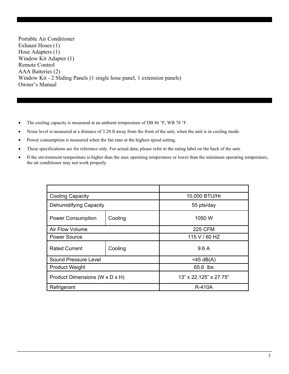 Specifications, Disclaimer, Package contents | SoleusAir PE2-10R-32 User Manual | Page 3 / 16