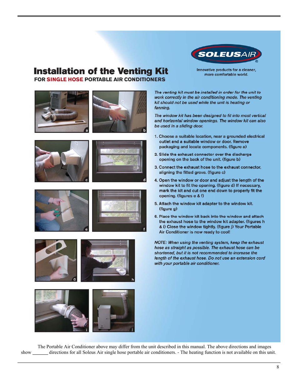 Window kit installation (cont’d) | SoleusAir PE2-10R-32 User Manual | Page 8 / 16