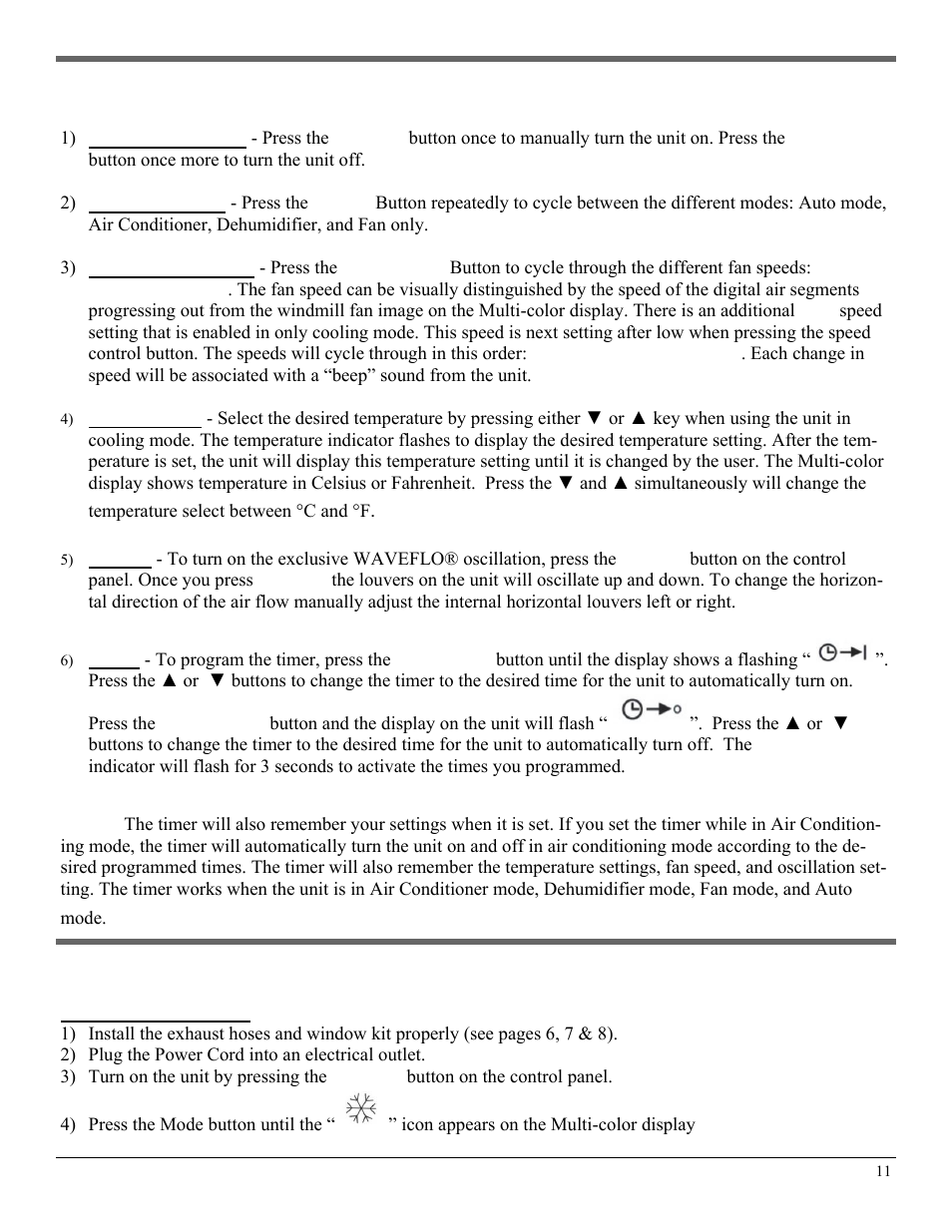 Operating the unit using the control panel | SoleusAir PE3-12R-03 User Manual | Page 11 / 17