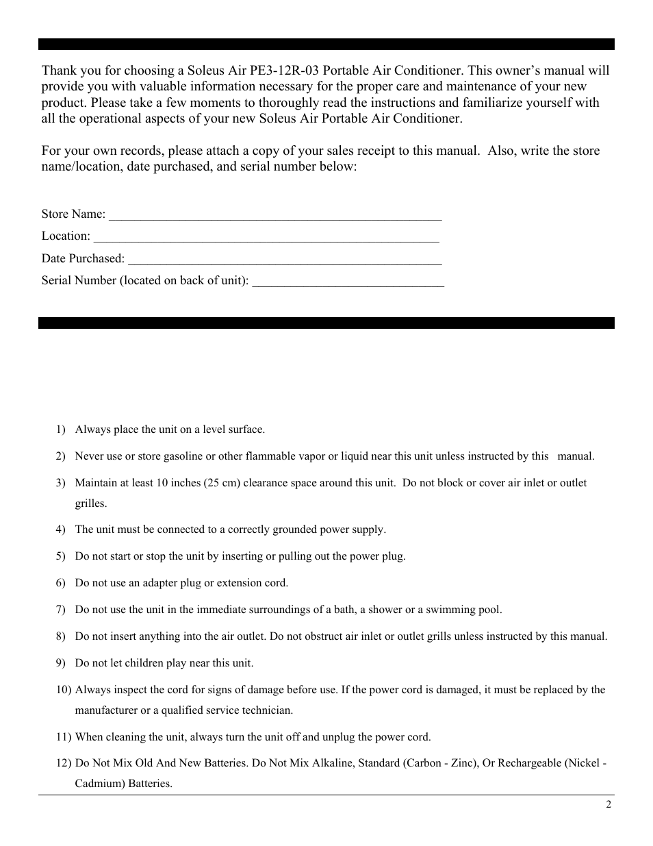 SoleusAir PE3-12R-03 User Manual | Page 2 / 17