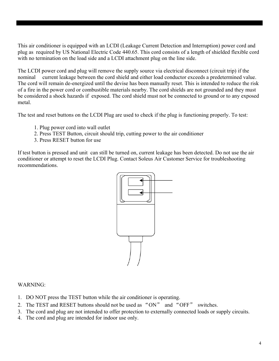 Lcdi power cord and plug | SoleusAir PE3-12R-03 User Manual | Page 4 / 17
