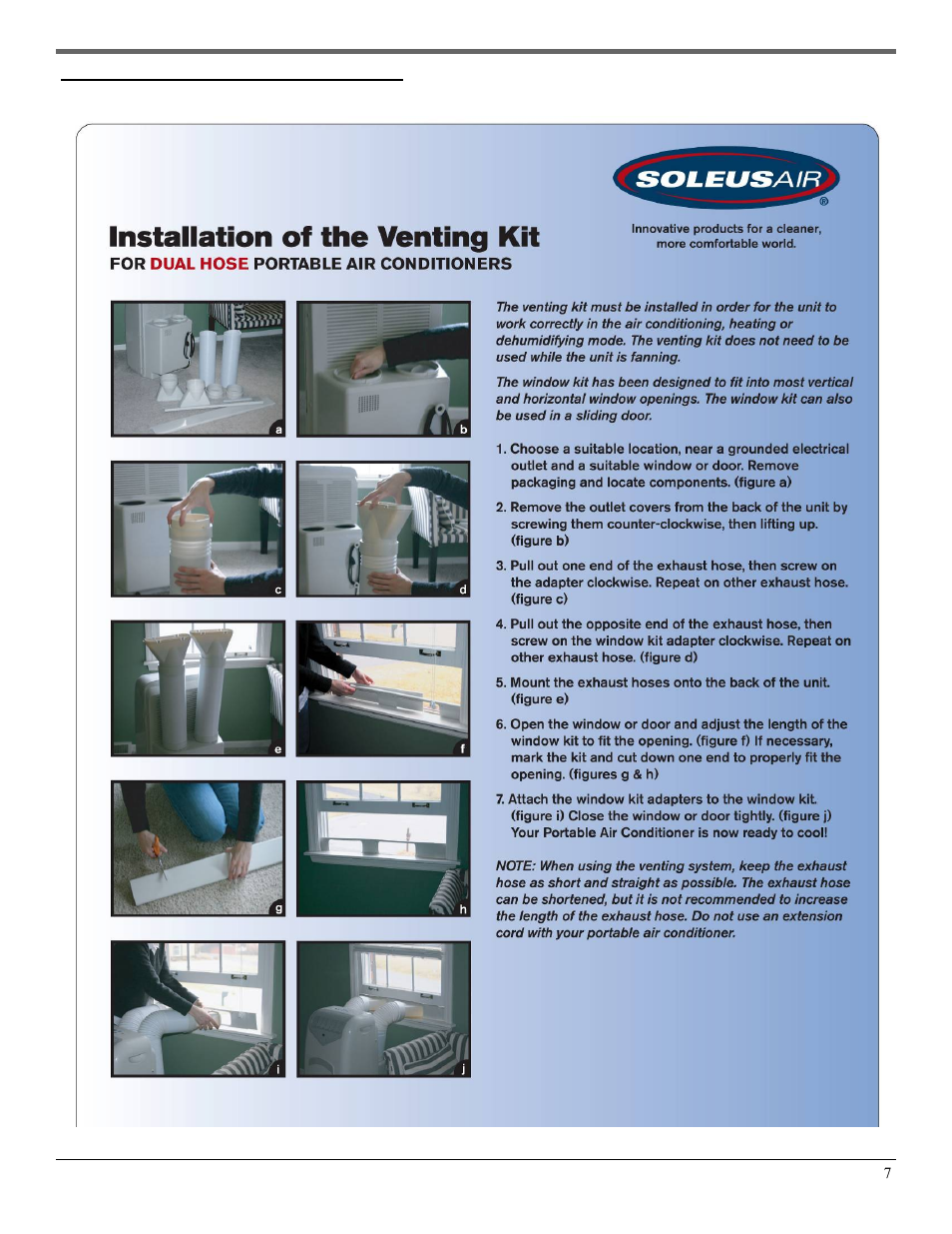 Dual hose window kit installation | SoleusAir PE3-12R-03 User Manual | Page 7 / 17