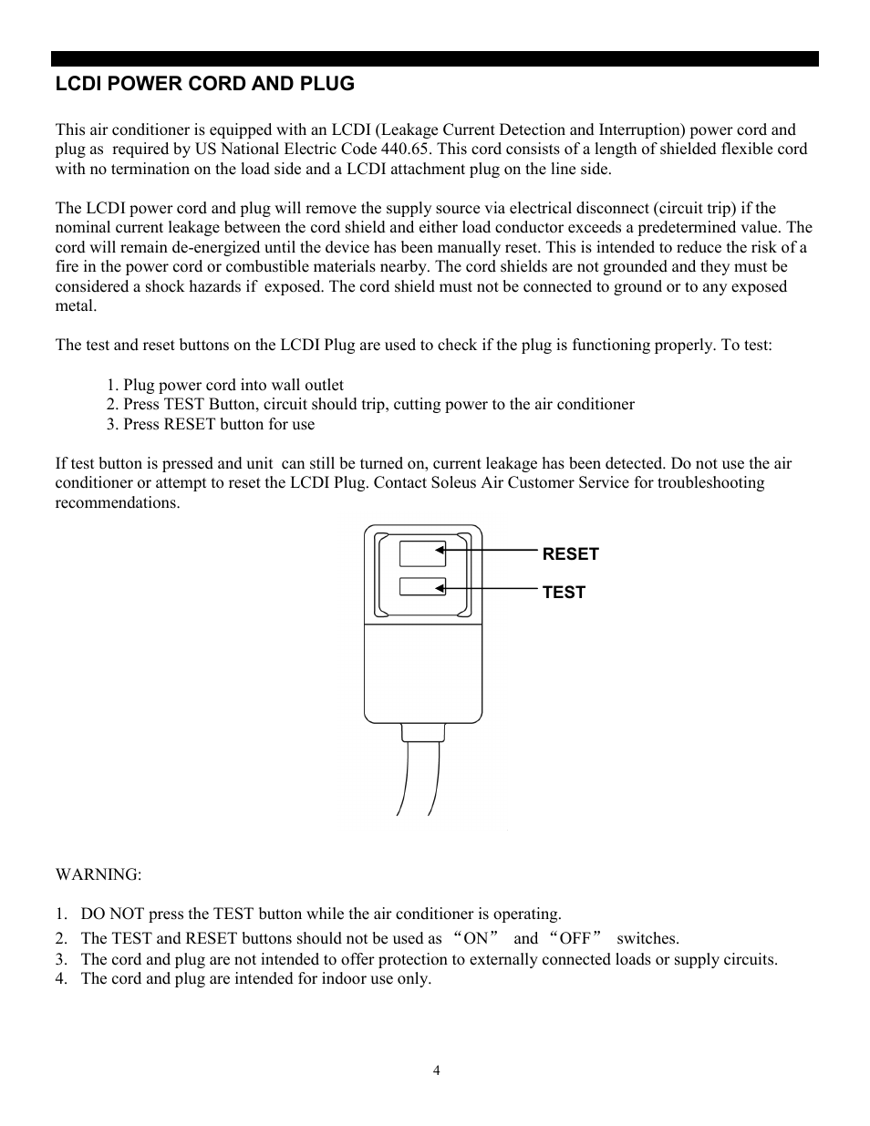 Lcdi power cord and plug | SoleusAir PE8-11R-32 User Manual | Page 4 / 14