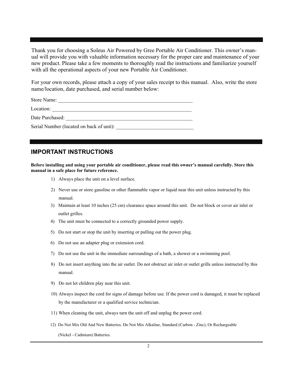 SoleusAir SG-PAC-08E3 User Manual | Page 2 / 16