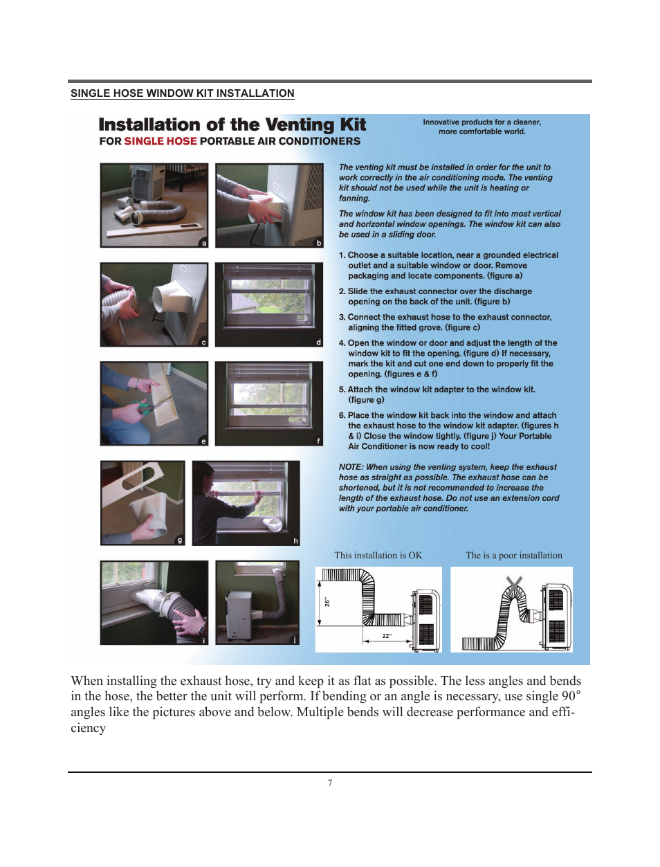 Single hose window kit installation | SoleusAir SG-PAC-08E3 User Manual | Page 7 / 16