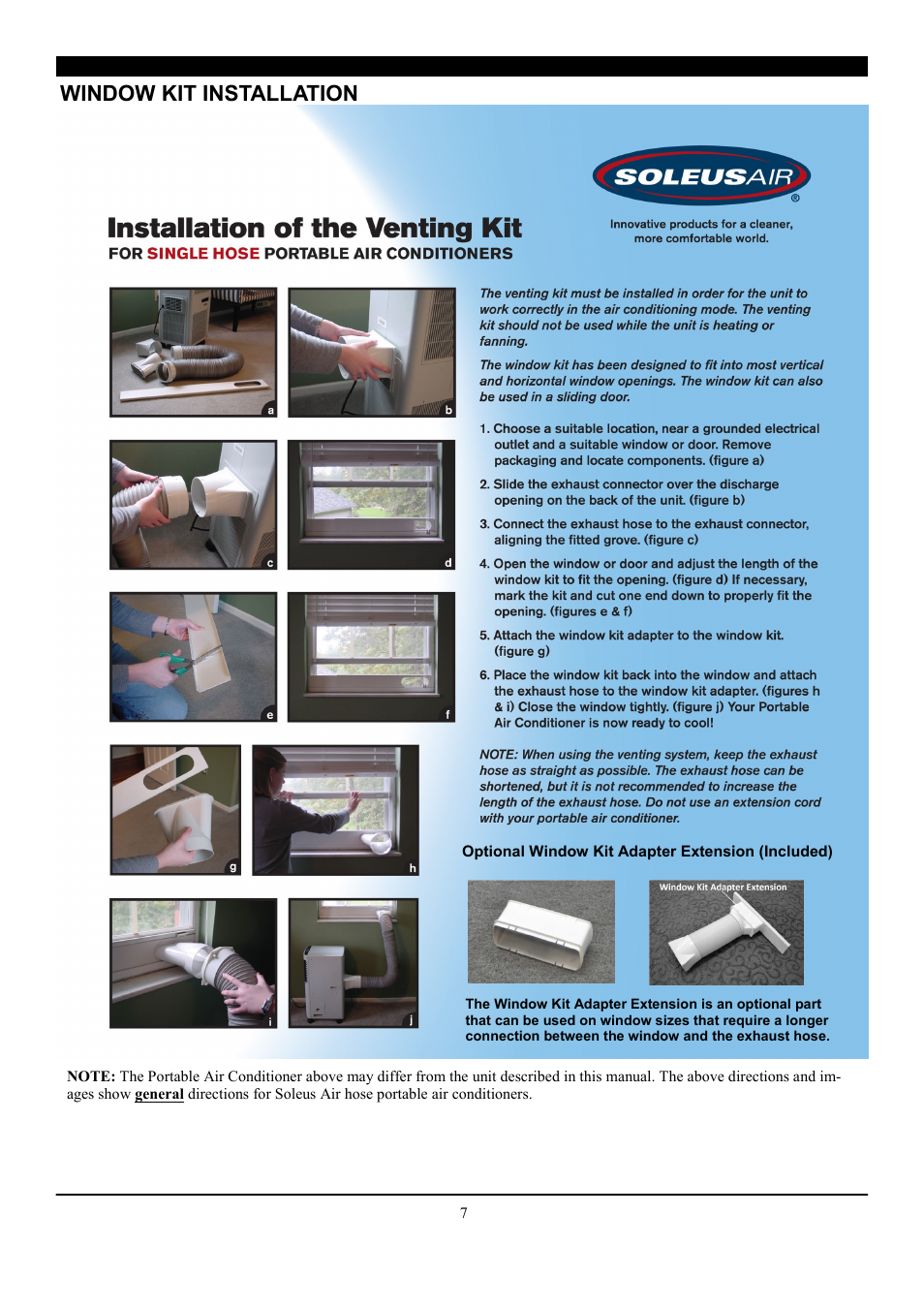 Window kit installation | SoleusAir SE-PAC-08E9 User Manual | Page 7 / 15