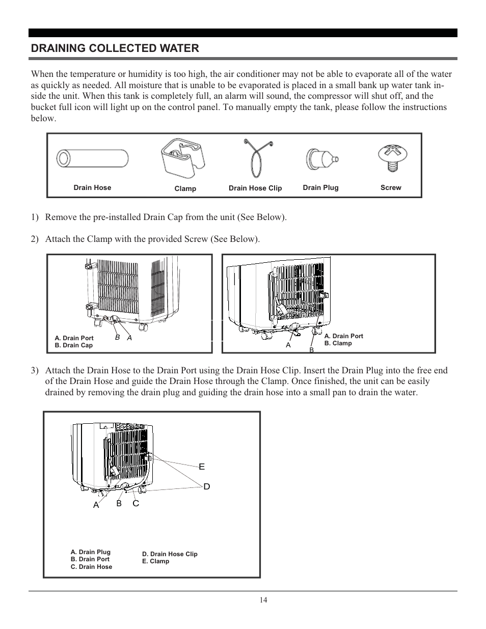 Draining collected water | SoleusAir SG-PAC-10E2 User Manual | Page 14 / 18