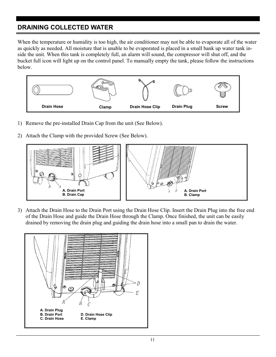 Draining collected water | SoleusAir SG-PAC-10E5 User Manual | Page 11 / 15