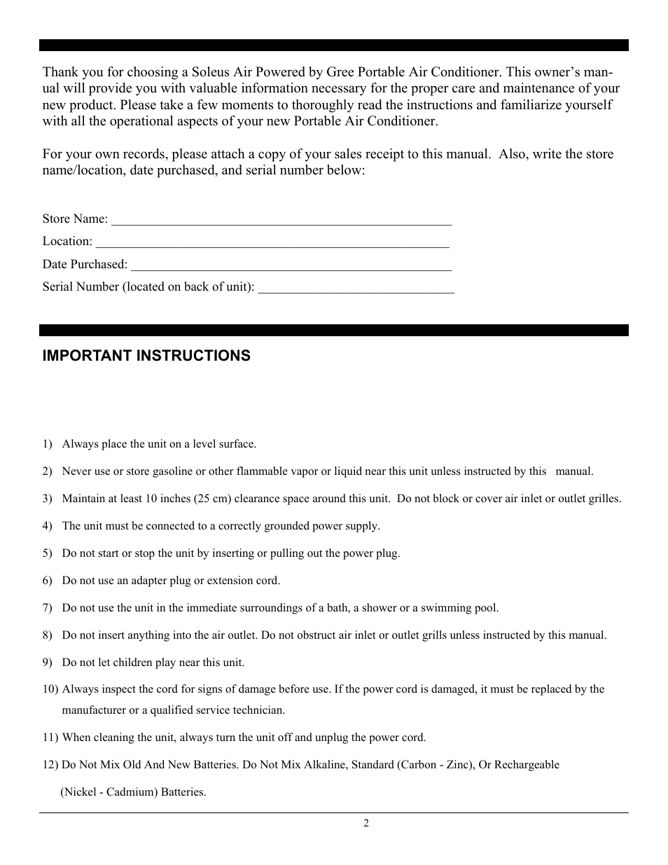 SoleusAir SG-PAC-10E5 User Manual | Page 2 / 15