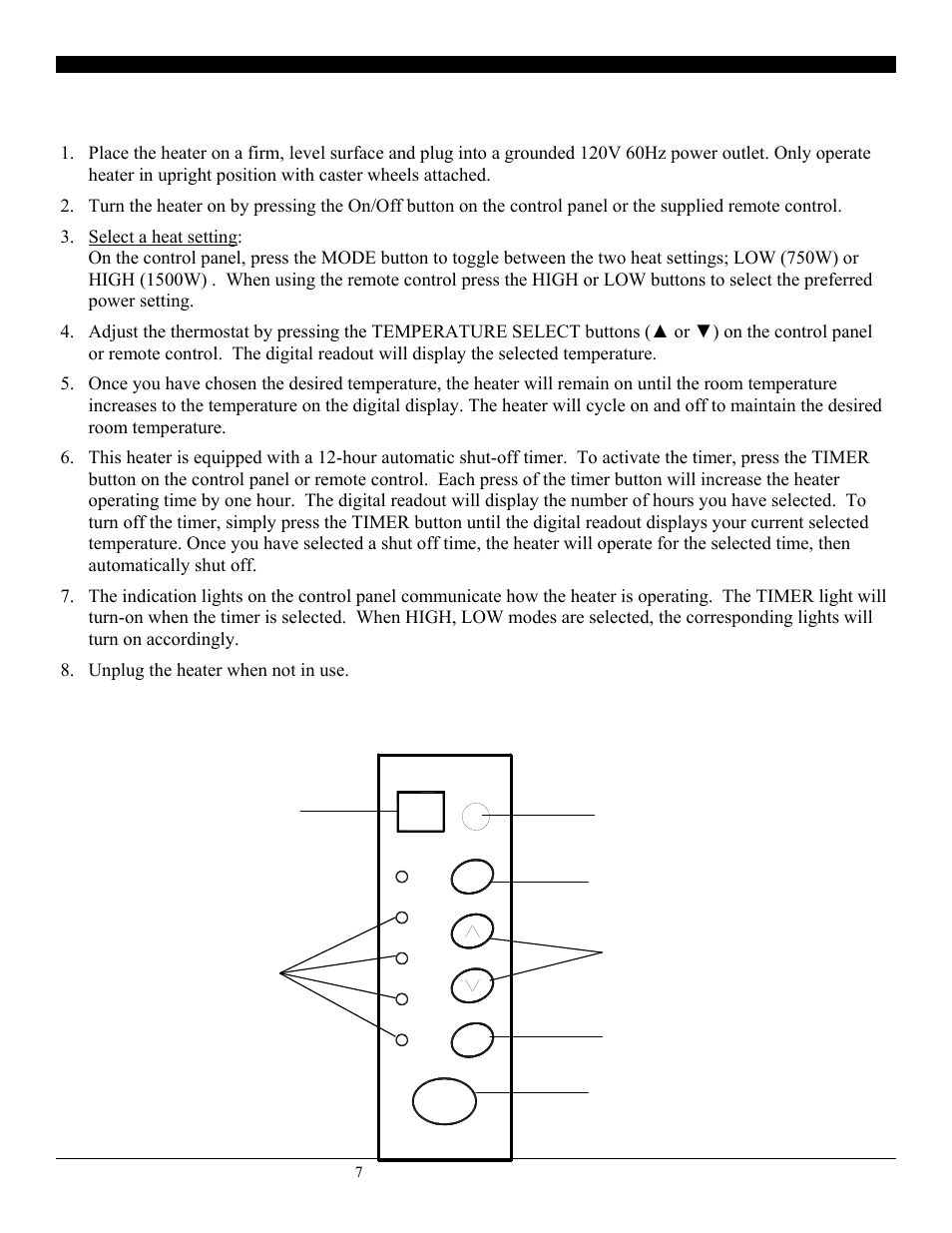 Operating instructions, Control panel & remote operation | SoleusAir HM2-15R-32 User Manual | Page 7 / 10