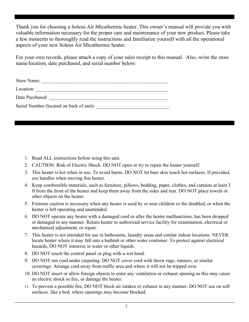 SoleusAir HGW-308R User Manual | Page 2 / 11