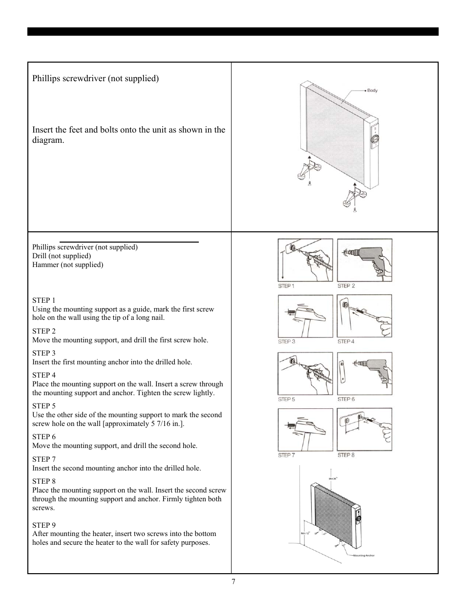 Assembly - installation | SoleusAir HGW-308R User Manual | Page 7 / 11