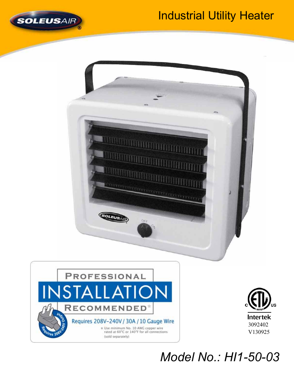 SoleusAir HI1-50-03 User Manual | 24 pages