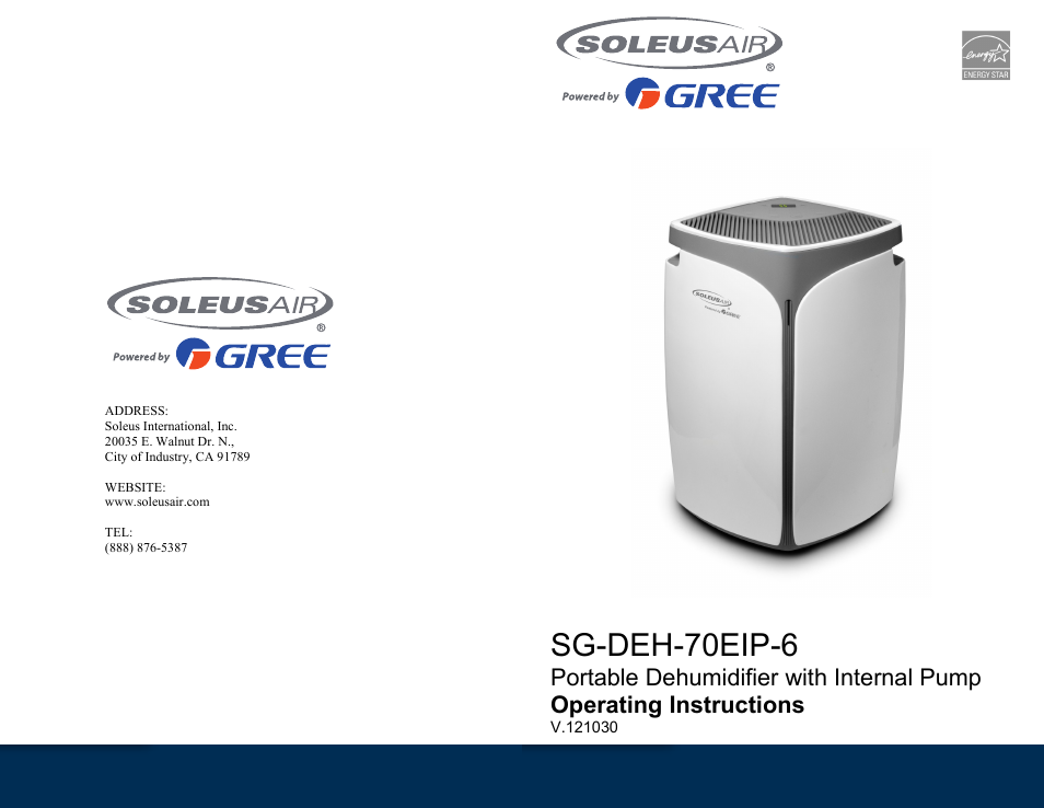 SoleusAir SG-DEH-70EIP-6 User Manual | 10 pages