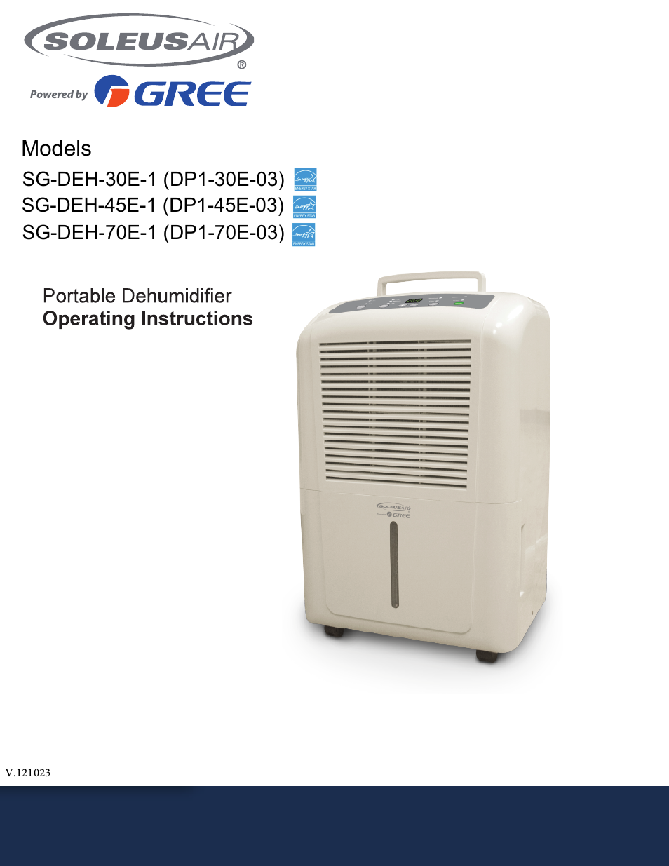 SoleusAir SG-DEH-70E-1 (DP1-70E-03) User Manual | 10 pages