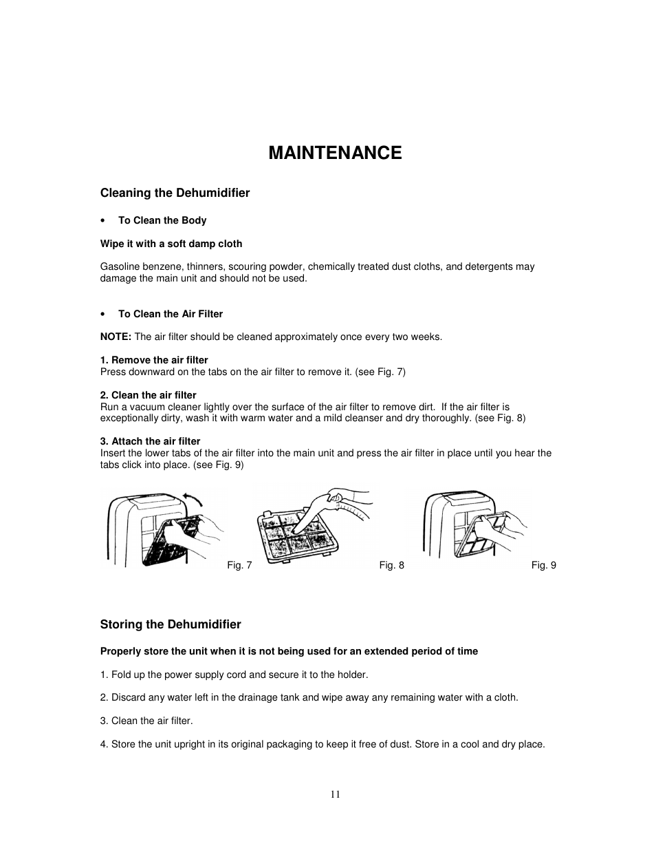 Maintenance | SoleusAir CFM-40E User Manual | Page 11 / 13