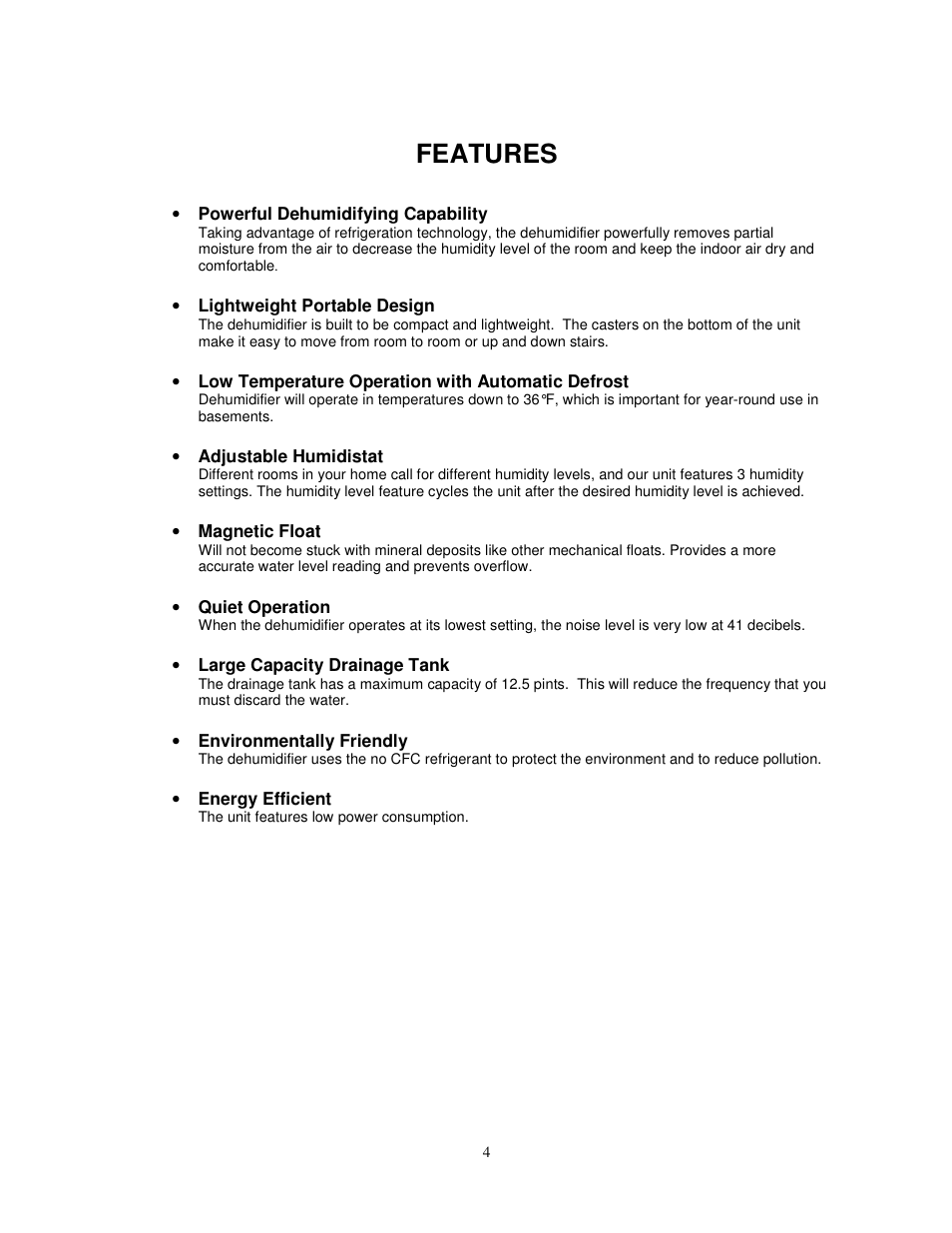 Features | SoleusAir CFM-40E User Manual | Page 4 / 13