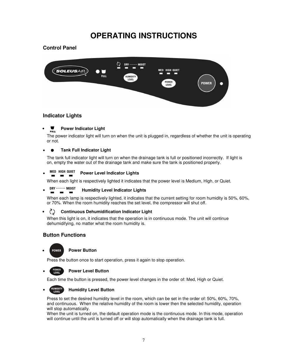 Operating instructions | SoleusAir CFM-40E User Manual | Page 7 / 13