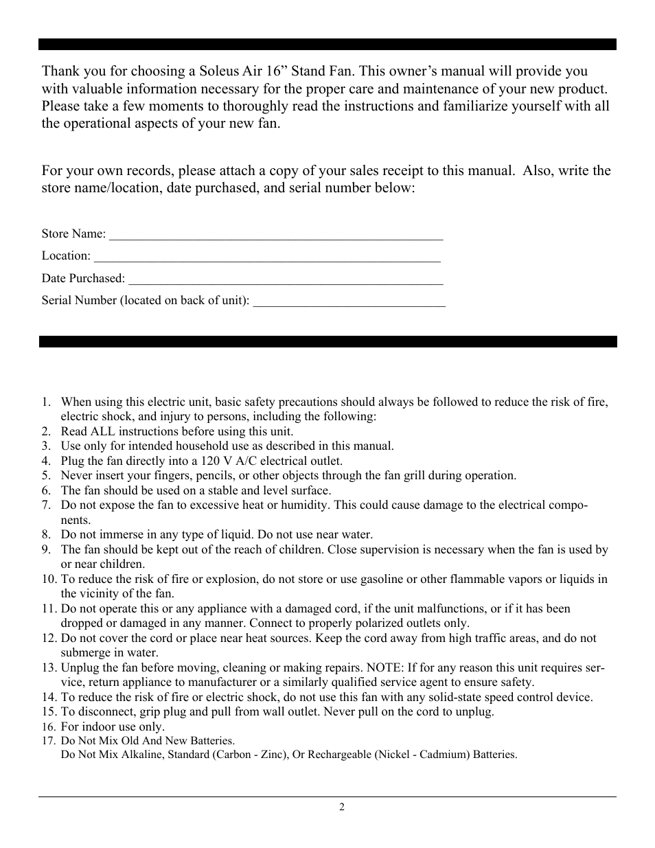 SoleusAir FS2-40R-32 User Manual | Page 2 / 8