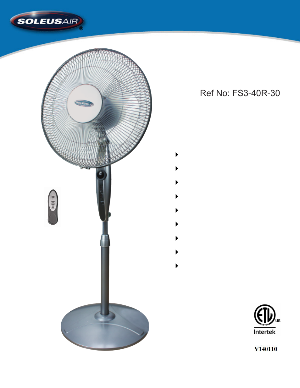 SoleusAir FS3-40R-30 User Manual | 8 pages