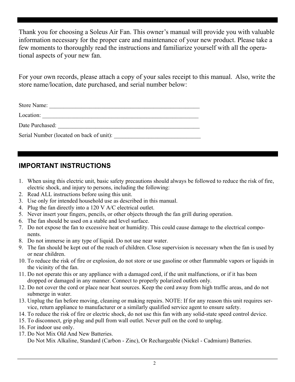 SoleusAir FC3-35R-12 User Manual | Page 2 / 8