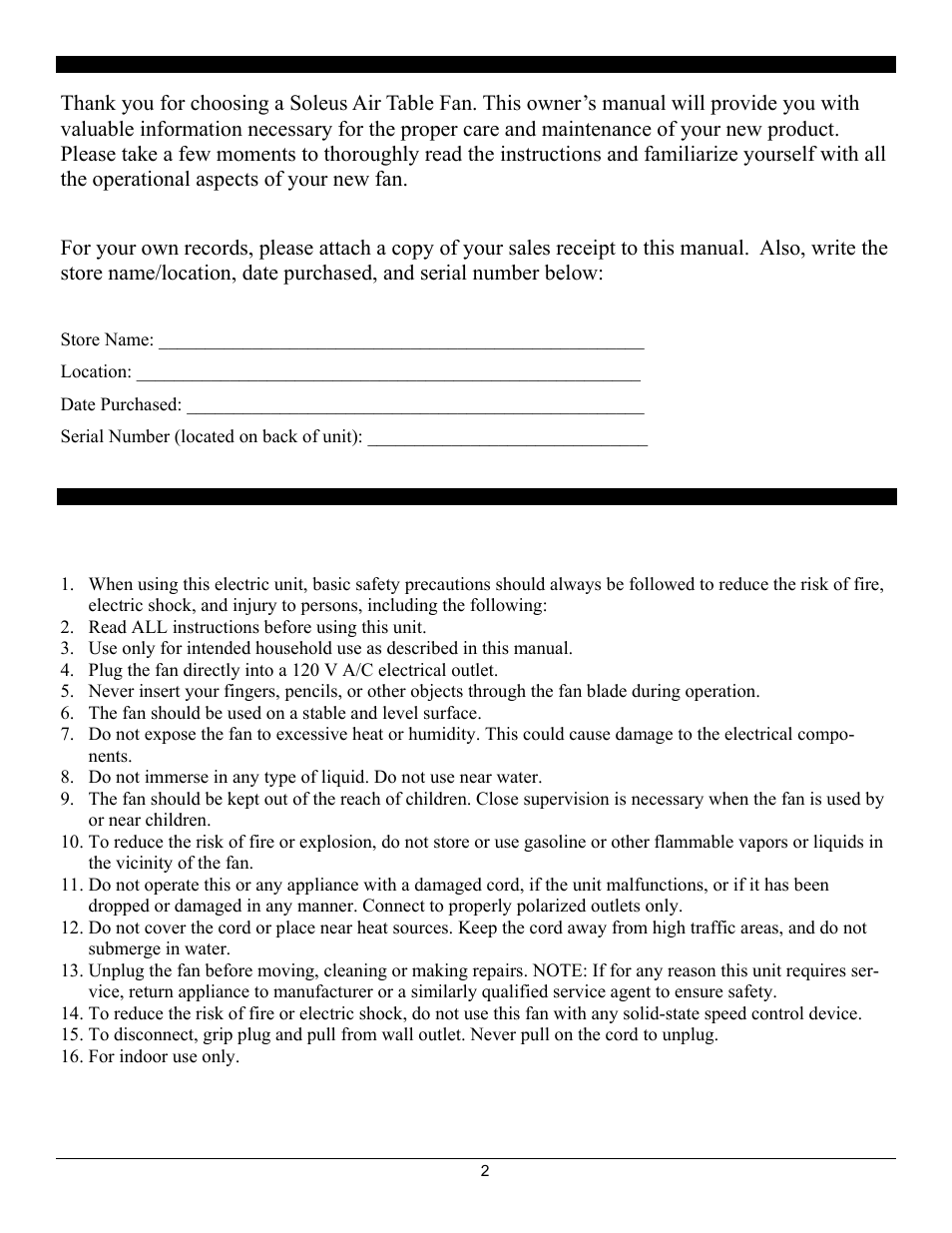 SoleusAir FT1-20-10 User Manual | Page 2 / 7