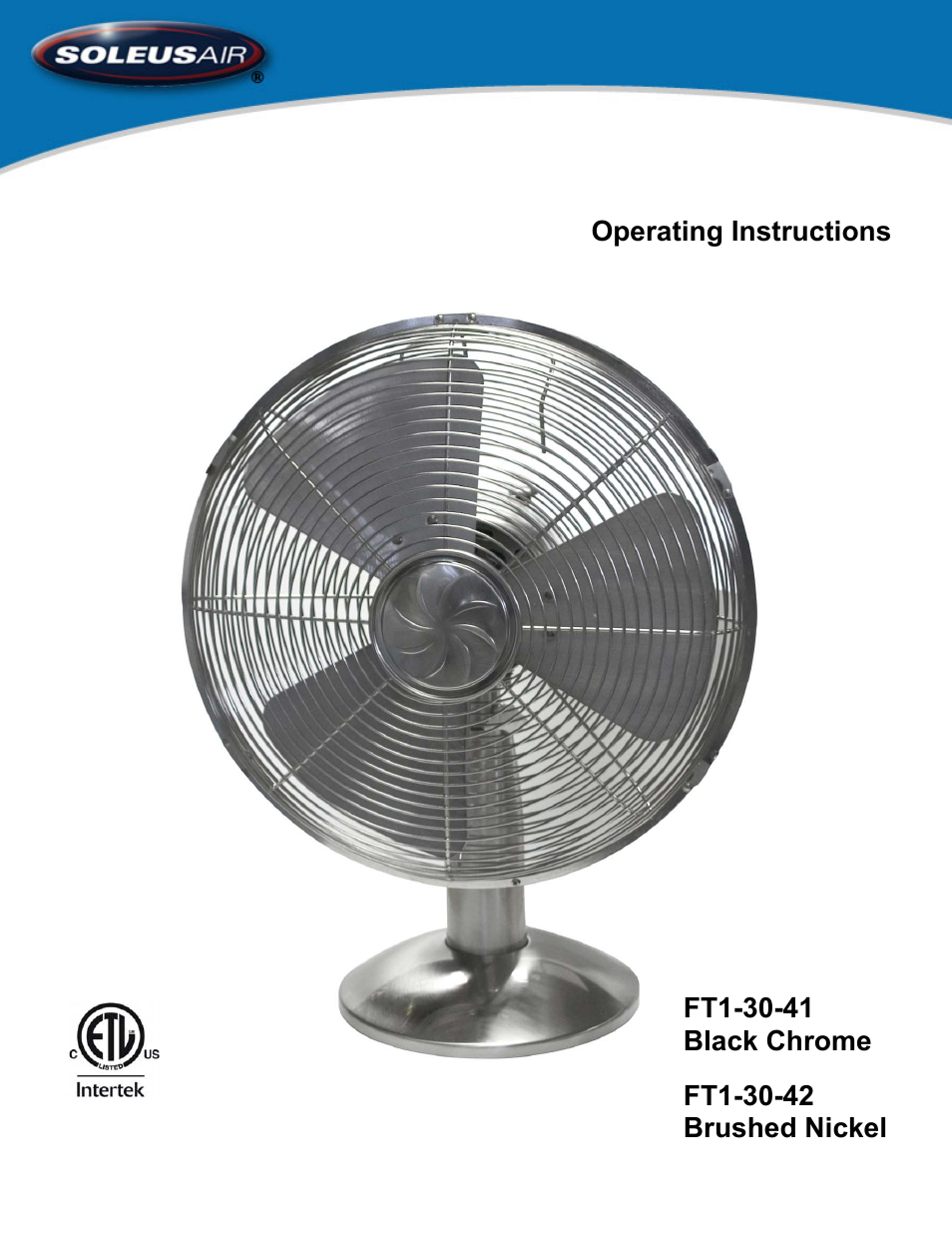 SoleusAir FT1-30-42 User Manual | 9 pages
