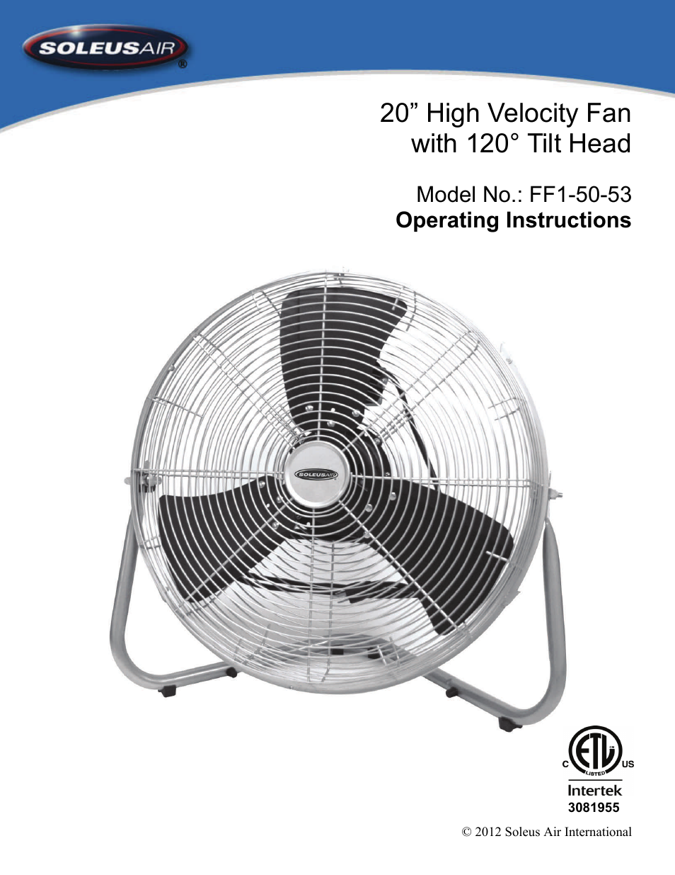 SoleusAir FF1-50-53 User Manual | 8 pages
