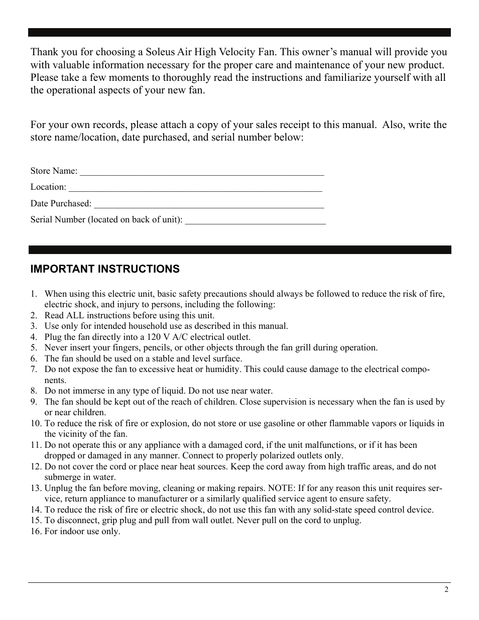 SoleusAir FF1-50-53 User Manual | Page 2 / 8