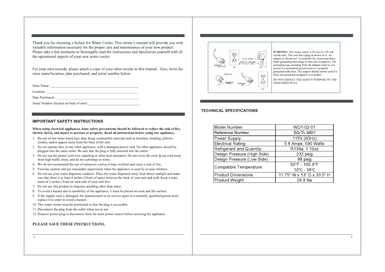 SoleusAir WD1-02-01 User Manual | Page 2 / 4