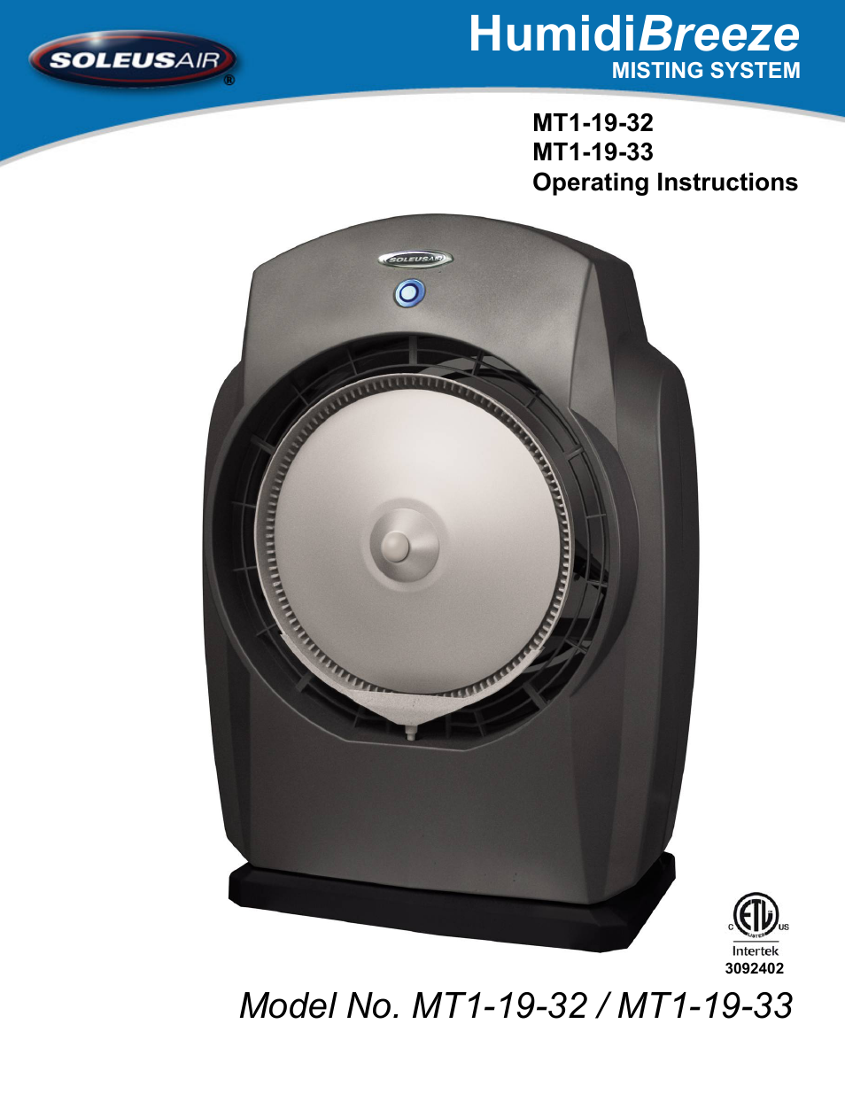 SoleusAir MT1-19-33 User Manual | 7 pages