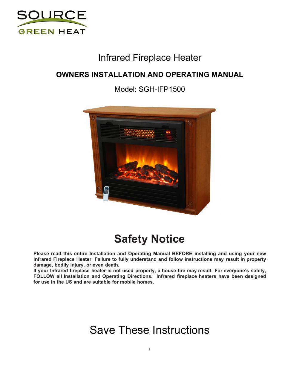 Source Green Heat SGH-IFP1500 User Manual | 11 pages