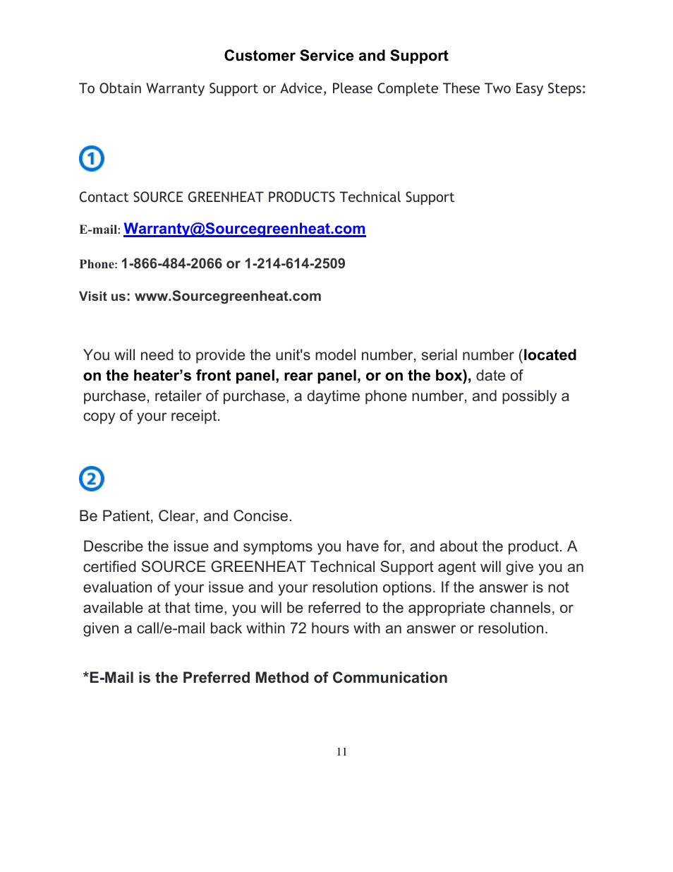 Source Green Heat SGH-IFP1500 User Manual | Page 11 / 11