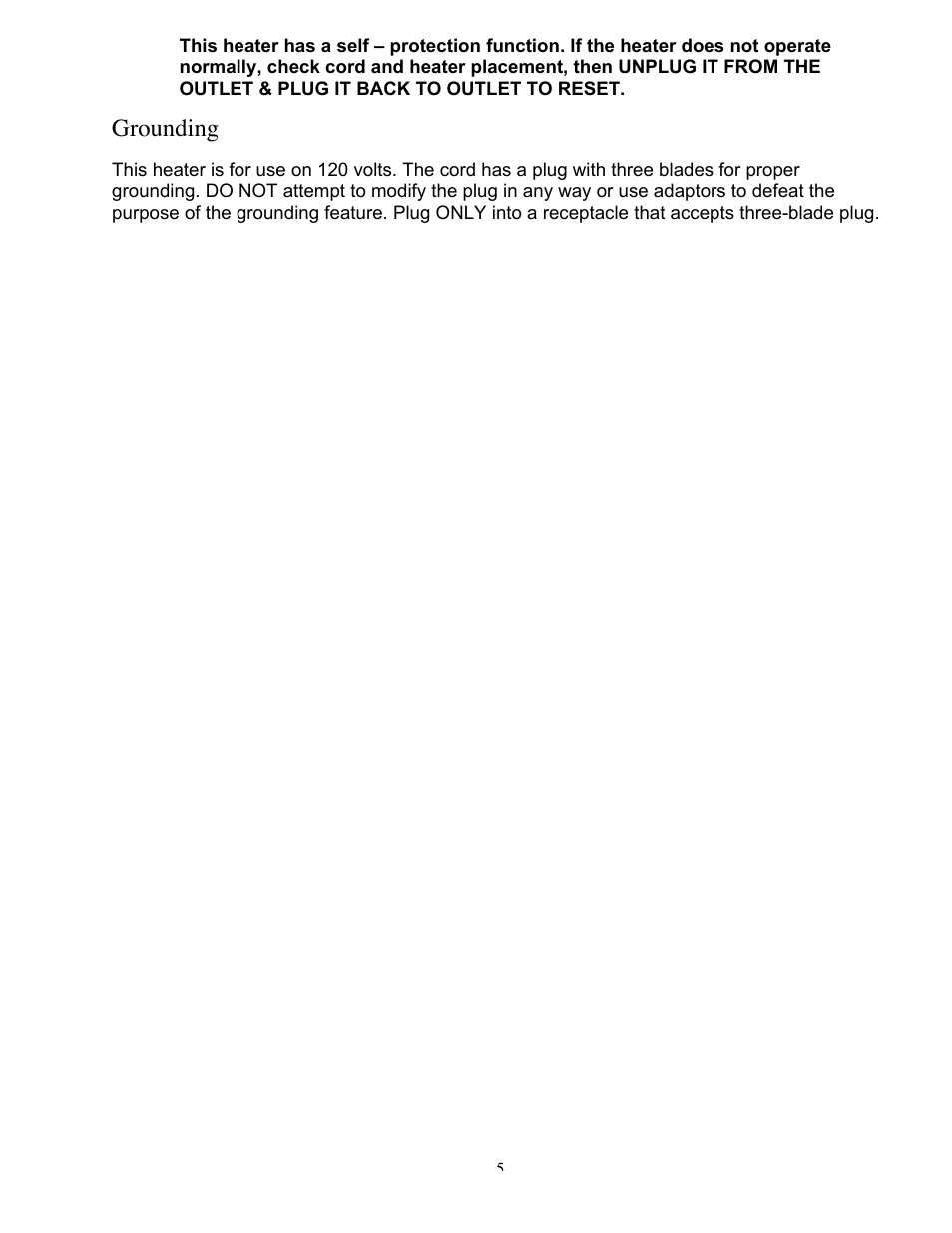 Grounding | Source Green Heat SGH-IFP1500 User Manual | Page 5 / 11