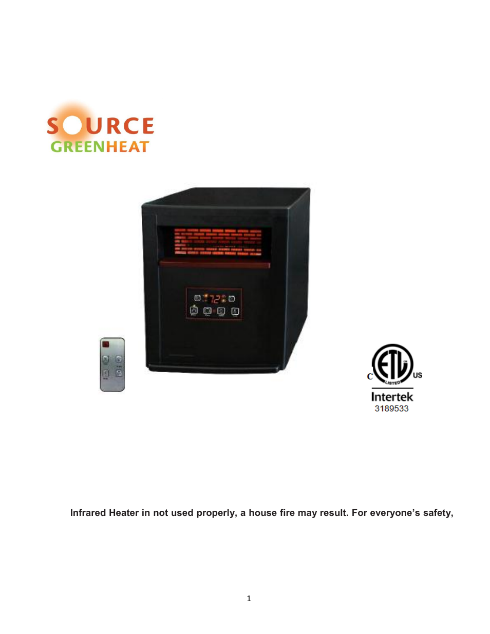 Source Green Heat SGH-500-1PC User Manual | 15 pages