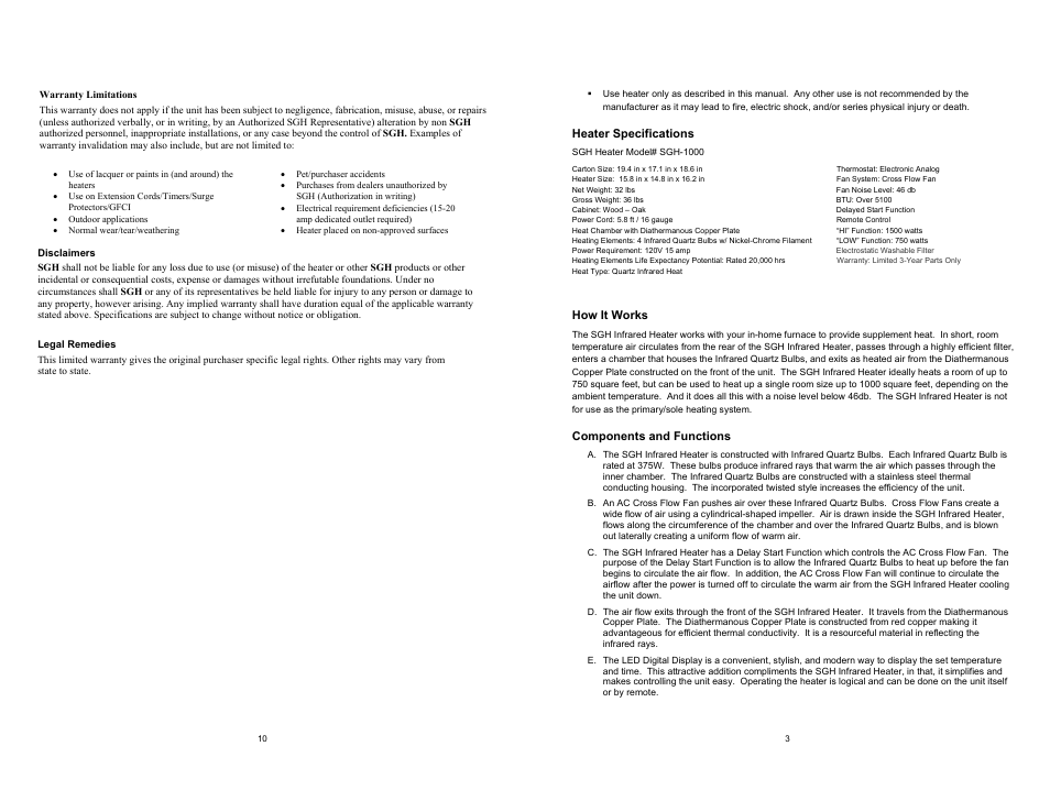 Source Green Heat SGH‐1000 User Manual | Page 3 / 6