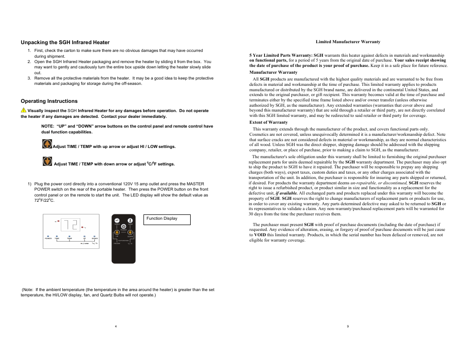 Source Green Heat SGH‐1800 User Manual | Page 4 / 6