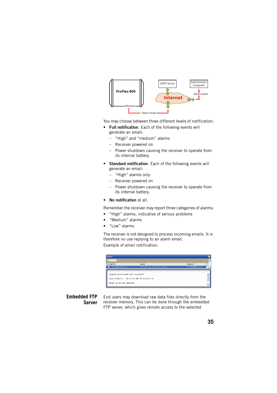 Embedded ftp server, Internet | Spectra Precision ProFlex 800 CORS User Manual | Page 39 / 64