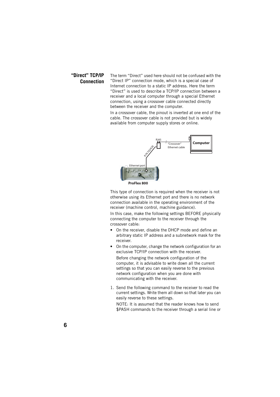 Direct” tcp/ip connection | Spectra Precision ProFlex 800 Web Server User Manual | Page 10 / 64