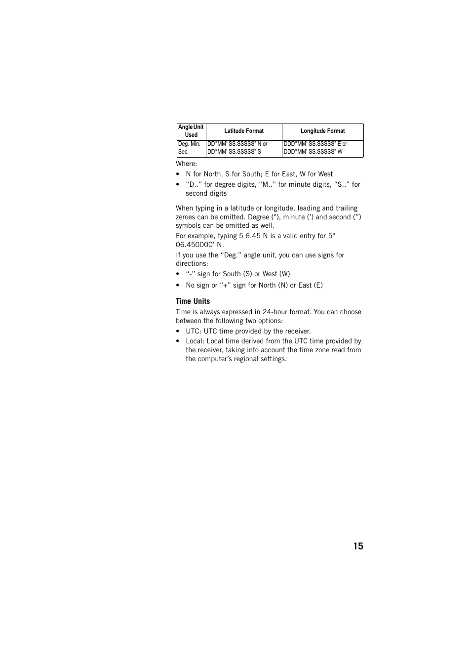 Time units | Spectra Precision ProFlex 800 Web Server User Manual | Page 19 / 64