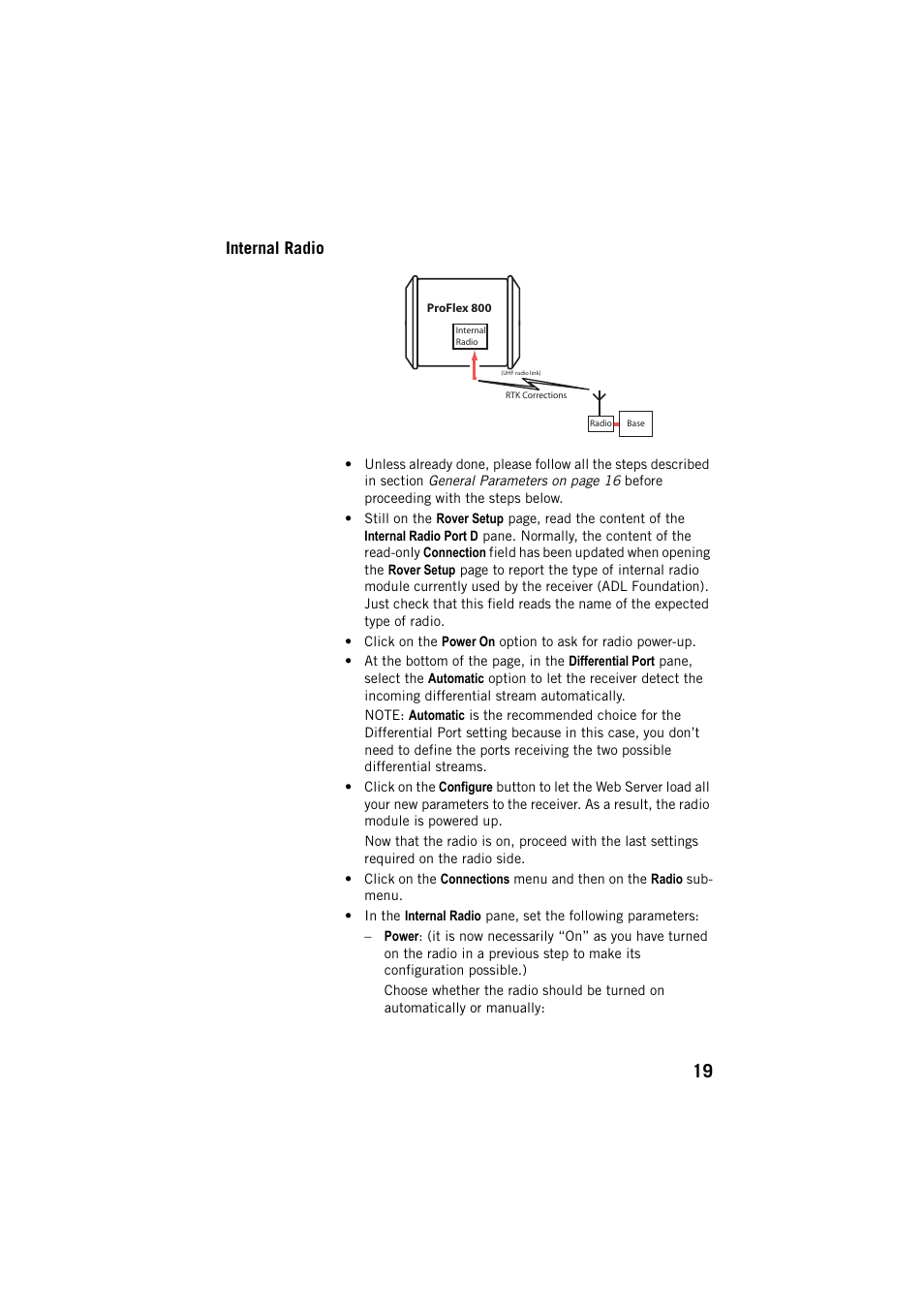 Internal radio | Spectra Precision ProFlex 800 Web Server User Manual | Page 23 / 64
