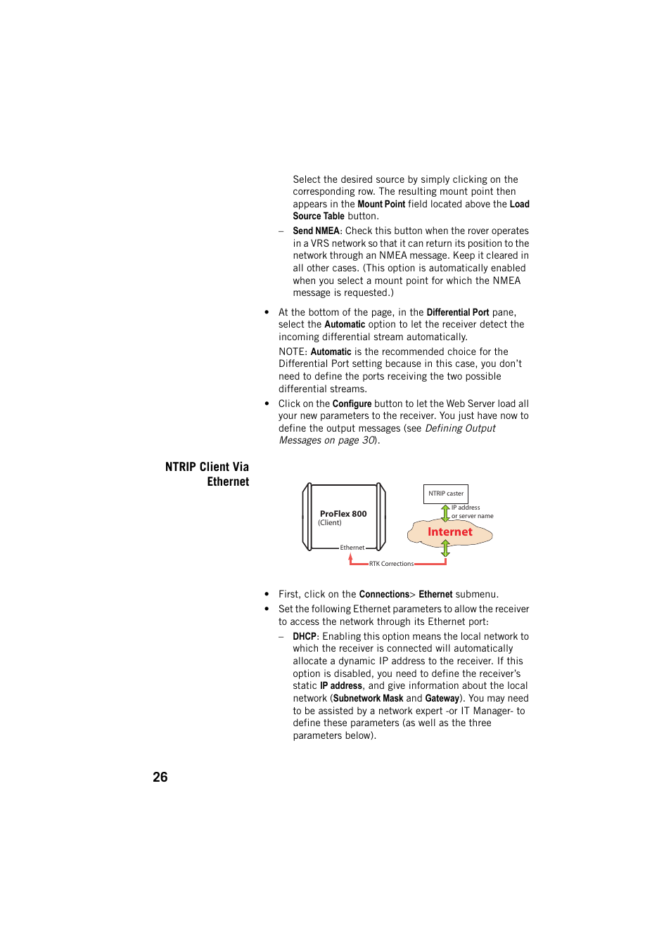 Ntrip client via ethernet | Spectra Precision ProFlex 800 Web Server User Manual | Page 30 / 64
