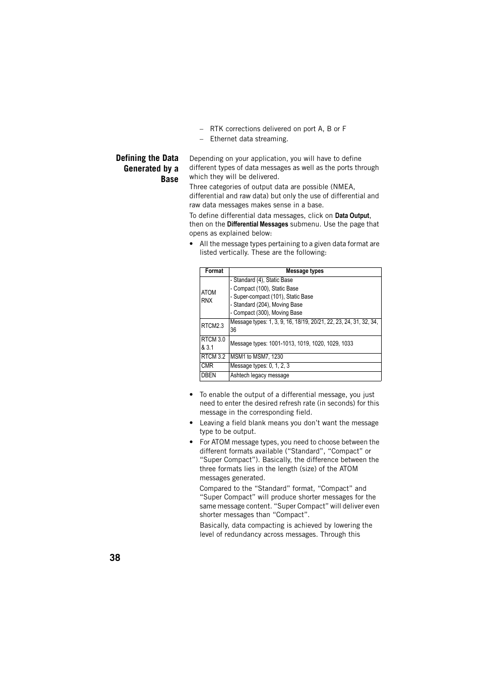 Defining the data generated by a base | Spectra Precision ProFlex 800 Web Server User Manual | Page 42 / 64