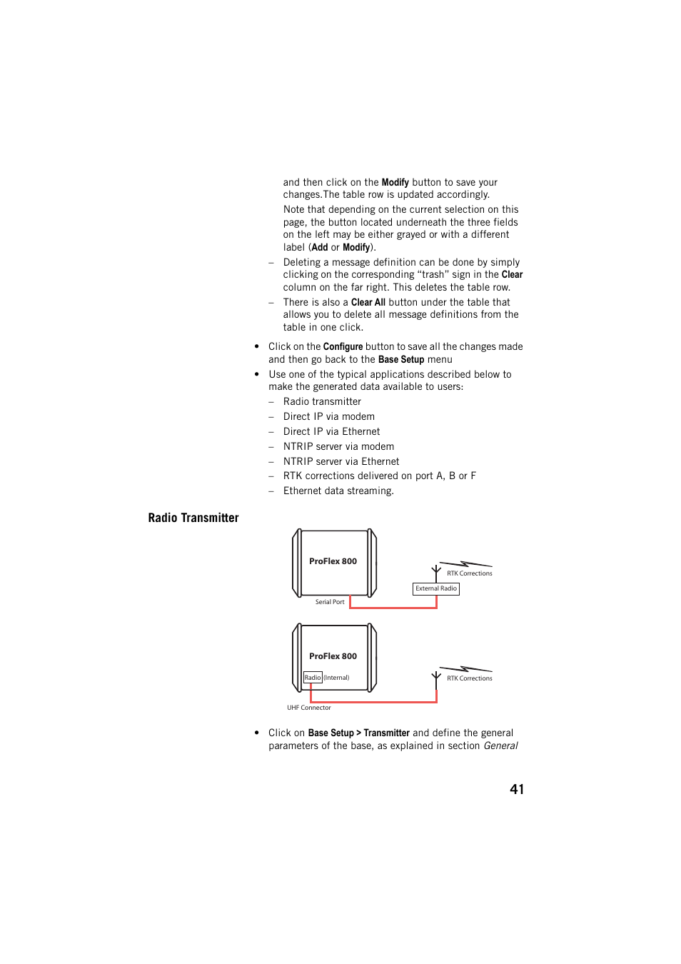 Radio transmitter | Spectra Precision ProFlex 800 Web Server User Manual | Page 45 / 64