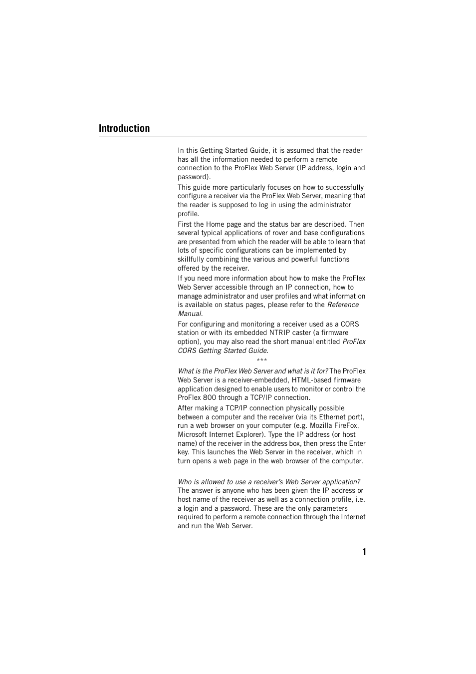 Introduction | Spectra Precision ProFlex 800 Web Server User Manual | Page 5 / 64