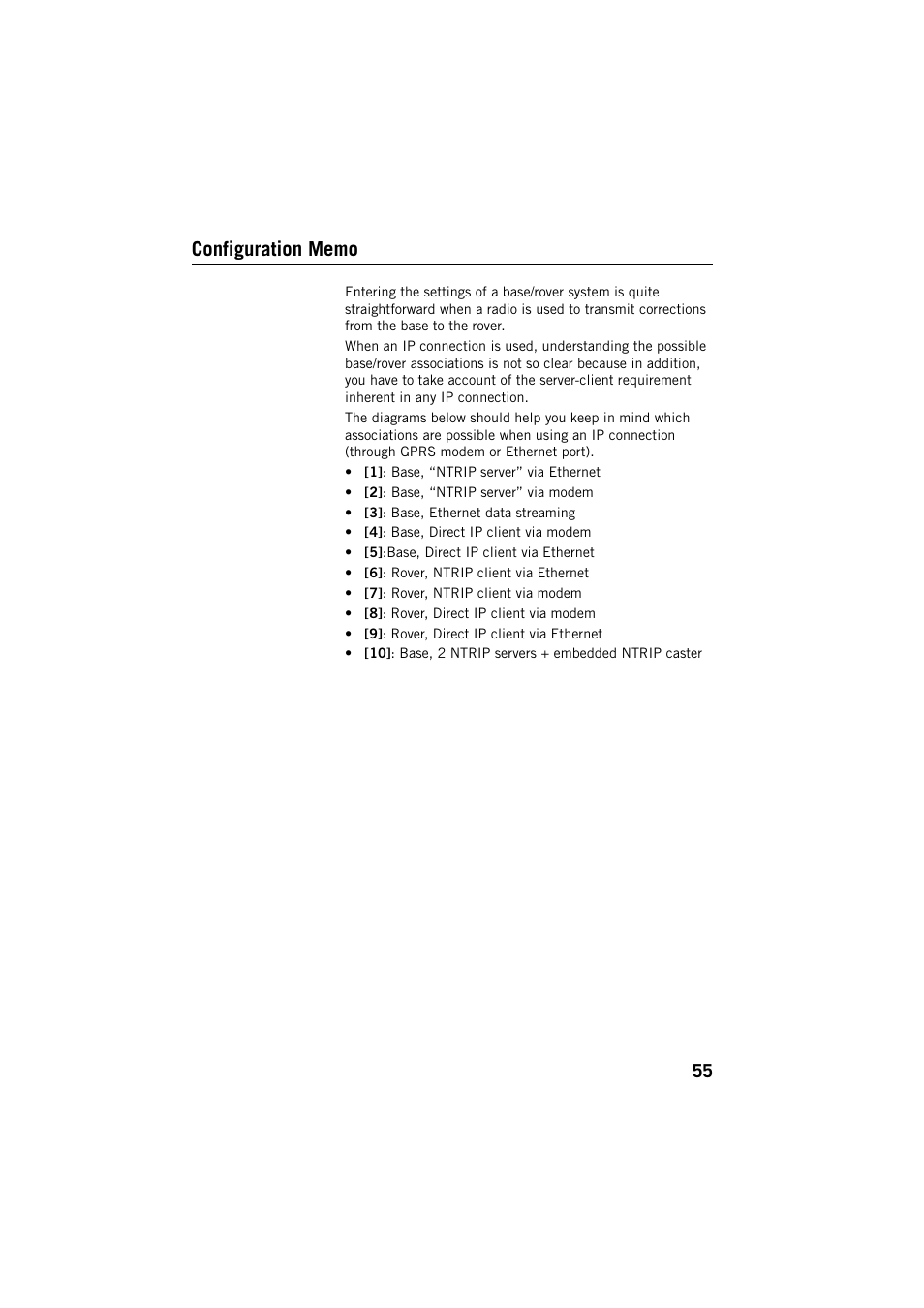 Configuration memo | Spectra Precision ProFlex 800 Web Server User Manual | Page 59 / 64