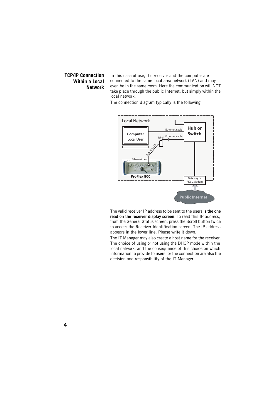 Tcp/ip connection within a local network | Spectra Precision ProFlex 800 Web Server User Manual | Page 8 / 64