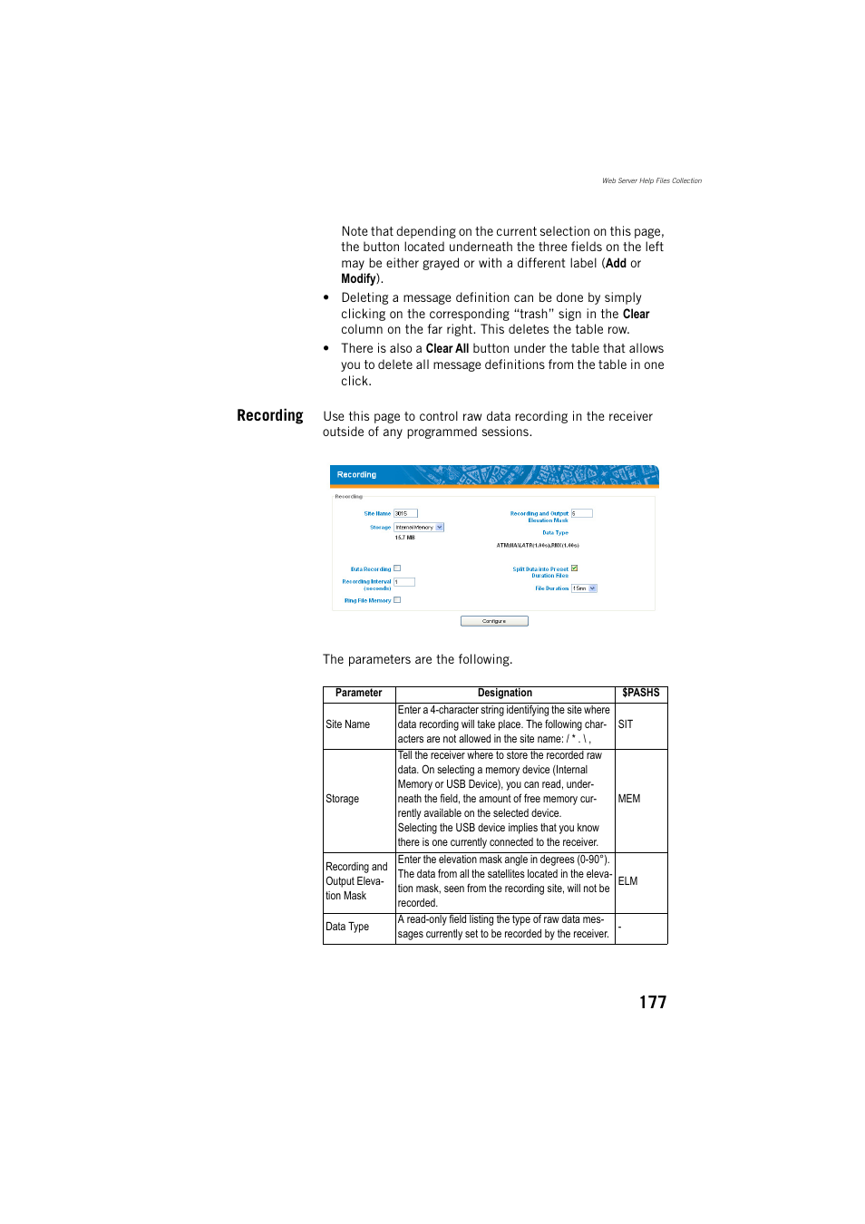 Recording | Spectra Precision ProFlex 800 Reference Manual User Manual | Page 191 / 748
